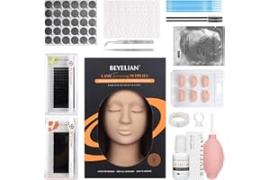 BEYELIAN Kit Extension Ciglia, Kit Ciglia Extension, Kit Extension Ciglia per L'Addestramento Alla Messa Delle Ciglia Finte Su Testa di Manichino Replaced Eyelids per Ciglia Occhi