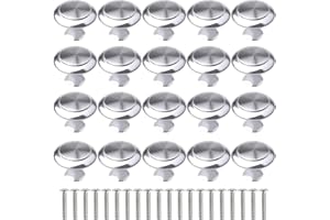 YUZHOU 20Pcs Kitchen Door Knobs and Handles - Silver Chrome Cabinet Mushroom Drawer Pull for Furniture, Wardrobes, Bathroom