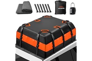MRWIZMS 21 Kubikfuß Auto Dachbox Faltbare Wasserdicht, 840D Dachtasche Dachkoffer Tragbar Dachboxen Gepäckbox, für Fahrzeuge mit/ohne Gepäckträger Gepäcktransport…