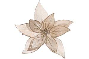 GL-Turelifes Flores de Navidad grandes con purpurina de 10.2 pulgadas, 6 piezas de flores artificiales de Pascua de terciopelo para árbol de Navidad, adornos florales plegables para decoraciones de