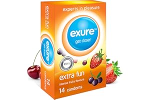 SOL Exure 14pk Flavoured Condoms Multipack - Strawberry, Cherry & Blackcurrant - Ultra Thin Latex for Oral, Safer Sex & Contraception - Lightly Lubricated, Tested, Designed for His and Her Pleasure