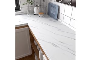 HotDecor Samoprzylepna tapeta z białego marmuru, 60 x 300 cm, biały, samoprzylepny tył, plastik, odklej i przyklej, matowa tapeta, papier kontaktowy, marmurowa folia winylowa do mebli, kuchni,