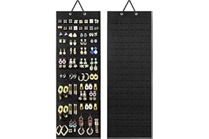 Lolalet Hanging Earring Holder Organizer with 20 Hooks for Women Girls, Wall Earrings Hanger Pierced Earring Storage, Felt Stud Earring Display, 608 Holes for Earrings -Black, 1 Pack