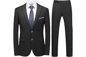 KUDMOL Men Suits 2 Piece Slim Fit Suit Business Wedding Formal Dinner Two Buttons Tuxedo Suit for Men Classic Blazer Waistcoat Trousers Set