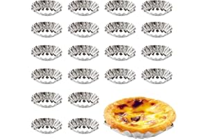 Ncheli 20pcs Stampi di Crostate Uova,Riutilizzabile Stampo Crostata Cupcake Stampi Mini Tortine Stampi per Crostatine Stampi Antiaderente Muffin Stampi Tortine per Budino,Teglia,Torte Biscotti