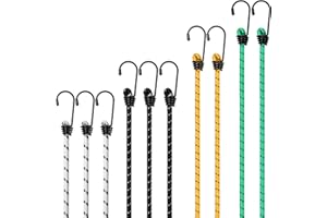 KULAMO Zestaw 10 gumek napinających z haczykami, uniwersalne pasy mocujące, napinacze bagażu, ekspandery, w 4 długościach – najnowszy model 2025 – zestaw pasów mocujących o szerokości 8 mm – zabezpieczenie