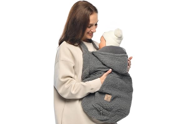 MijaCulture Housse de transport M025 Teddy - Housse universelle pour porte-bébé, écharpe et cape - Couverture chaude pour bébé (gris)