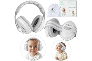 BEBOAN 2-in-1 Baby Ear Defenders Baby Noise Cancelling Headphones Gray Toddler Newborn Ear Defenders Ear Muffs Protectors for Airplane Travel