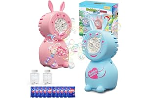 Panamalar 2 Packs Coniglietto Macchina per Bolle per Bambini, Macchina Bolla di Sapone Automatica 8000+ Bolle al Minuto con Soluzione/Luci per All'aperto Pasqua Regali Festa Matrimonio