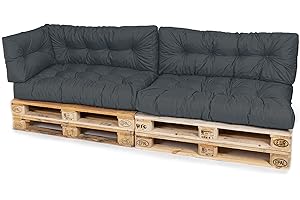 ‎TEXDEKO TexDeko® Garden Palettenkissen 120x80x18cm wasserabweisend UV - beständig In- & Outdoor Premium Sitzkissen gesteppt Palettenauflage für Europaletten (5-TLG Set, Anthrazit)