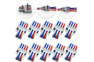 Morsetti Elettrici, CESFONJER 10 Pcs SPL-42 Connettori Elettrici Rapid, 2 in 4 fuori Connettore Bilaterale con Leva, Con viti di montaggio
