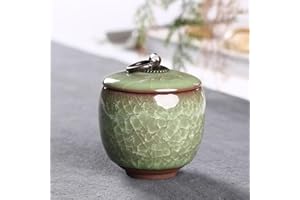 QUFZDOPV Small Urn for Human Ashes,Handicrafted Ceramic Urn,Beautiful Tiny Keepsake Urns for Pet or Human, with Premium Gift Box… (green 1pc)