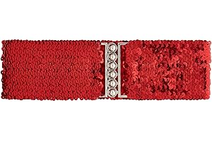 Ro Rox Sequin Stretch Belt - Sparkly Elastic Waist Belt for Dresses & Outfits
