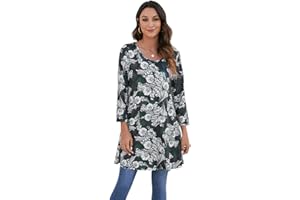 Enmain Camiseta Mujer Manga Larga Túnica Blusa Cuello Redondo 3/4 Manga Larga T-Shirt Casual Camisetas para Mujeres y Chicas