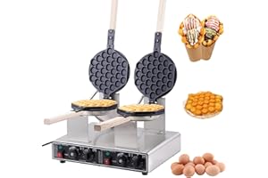 BAOSHISHAN Commercial Waffle Maker 2800W Bubble Waffle Machine Double Bubble Waffle Maker for Snack Shop Cafe or Home,50-250℃ Temp Adjustment,180° Rotating,0-5Mins Timing