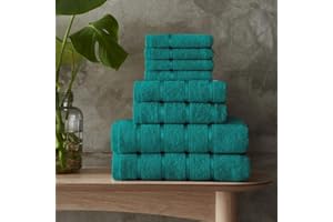 GC GAVENO CAVAILIA Gaveno Cavailia Luxurious 8 Pack Boston Towel Bale Set ( 4 Face, 2 Hand and 2 Bath), Cotton, Teal