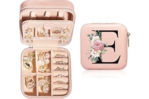 JEKUGOT Personalized Jewelry Box Small - Travel Jewelry Case with Mirror, Travel Jewelry Organizer Storage Trinket Box, Birthday Gift for Women, Mothers, and Friends（A）