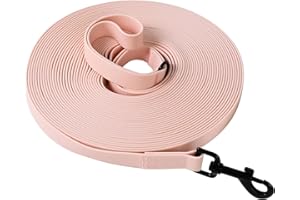 FURRY FRIENDS Wasserdicht Schleppleine für Hunde, Schleppleine 5m/10m/15m/20m mit Handgriff und D-Ring, Leicht zu Reinigen Gummierte Hundeleine Trainingsleine für Kleine Mittlere Große Hunde, Rosa, 5M