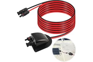 FAELNK Entrada de Cable Solar Doble para Techo Impermeable con Cable de Extensión de 2 m para Autocaravana Caravana Fotovoltaica Barco Negro