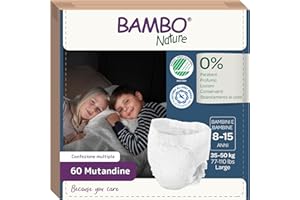 BAMBO NATURE Bambo Dreamy Night Pants taglia L (35-50 kg) – 60 pz Scatola mensile |Pannolini a mutandina notte | Pannolini pull-up per bambini | Mutandine ultra assorbenti che soffrono di enuresi notturna