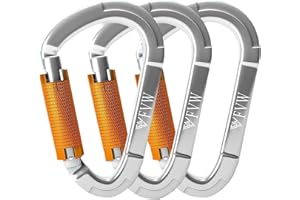 RIGINADO Karabiner Klettern Kletterausrüstung,UIAA-Zertifiziert 25KN Auto Locking Kletterkarabiner Clips für Hängematten, Schaukel, Locking Hundele