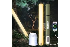 SELORSS Lampes de Camping Gonflables Solaires 33.86IN/86CM Lampe Télescopique Pliable Outask, Lumière LED Extérieure Portable 2000mAh IP66 Étanche avec Lumière Chaude pour Camping, Randonnée - Vert