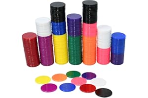Smartdealspro 300pcs 1 Inch 10 Colors Opaque Plastic Learning Counters Counting Mini Poker Chips Game Tokens (Without Edge)