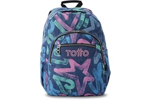 TOTTO - Mochila Escolar Adaptable a Carro, Modelo Acuareles, Capacidad 20 L, Bolsillo para Pc 14", 2 Bolsillos para Botella, Espaldar Ergonómico con Flujo de Aire, Cómodas Correas en S