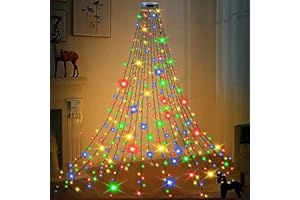 KICLBD 16 łańcuchów świetlnych na drzewo, 400 diod LED, pierścień świetlny na choinkę, wysokość 1,75 m, 8 trybów, dekoracja na Boże Narodzenie, wesela, urodziny