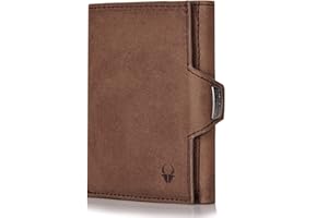 DONBOLSO Cartera para Hombres NextGen, Cartera Slim,Cartera con protección RFID, hasta 11 Tarjetas, Cartera Minimalista de Hombre y Mujer, Cartera de Cuero marrón