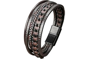 Mochity Armband Herren 21cm, Lederarmband Herren Schwarz Braun Blau, Herrenarmband Armbänder Für Herren Papa. Jungen, Leder Armband Herr Männer Geschenke Schmuck Herren