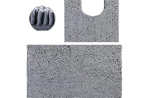 SWISSPACK 60X40/80x50 CMS Microfiber Bath Mat for Bathroom, Non-Slip Super Absorbent Machine Washable Extra Soft Thick Floor Foot Rugs (GREY BOBBLE TWIN SET, 80CMS X 50CMS + 50CMS X 40CMS)