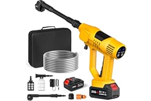 XOEMINOR Nettoyeur Haute Pression sans Fil, Max 65 Bar Nettoyeur Haute Pression sur Batterie avec 1 x 3,0Ah Batterie + Chargeur, Buse 6 en 1, 1-10 Niveaux de Pression, Écran LCD, pour Voiture, Jardin