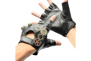 BLESSUME Steampunk Handschuhe Fingerlose Unisex Schwarz