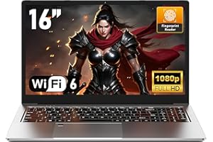 NAIKLULU 16 Pulgadas Gamer Pc Portatil R7 5825U Procesador (2.0 to 4.5Ghz), 32GB RAM 1TB SSD Gaming Ordenador Portatil Laptop 2025, Teclado Retroiluminado/Desbloqueo por Huella/51.97Wh/Tipo-C