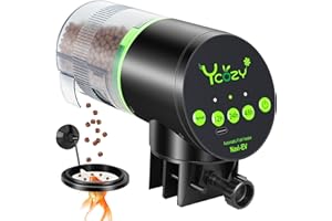 Ycozy Automatic Fish Feeder Plug-in Aquarium Feeder Automatic Dispenser Vacation Feeder Betta/Turtle Upgraded Moisture-Proof Container with Fish Feeding Ring
