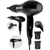 Steiner German 3600 Watt Professional Hair Dryer Blow Dryer AC Motor MS-9001 Black + 2 Pcs Head