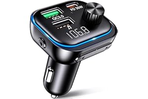 ISEYOU Bluetooth Car Adapter 5.3, 54W Max Car Bluetooth Transmitter With PD36W&Dual USB Fast Charging, Wireless Radio Receiver, Hands-Free Calling, 7 Light Modes, Music Player Supports USB Disk