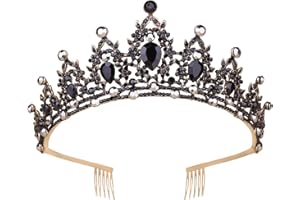 Kronen für Frauen, Vofler schwarze Diadem mit Kristall – Barock Hexe Böse Königin Kostüm Stirnband für Braut Prinzessin Geburtstag Cosplay Party Hochzeit Abschlussball Quinceanera Festzug