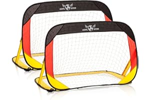 GOODS+GADGETS Goal Star Pop-Up But de Football Mur de But 120x80x80cm ; But de Football Automatique à Monter soi-même, Pliable avec Sac de Transport au Look Allemand