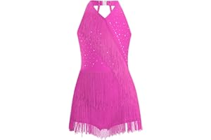 Freebily Abito da Ballo Latino Americano Tango Bambina con Nappe Frange Vestito da Sala da Ballo Danza Classica Samba Rumba Salsa Body Ginnastica Artistica Dancewear