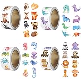 2000 Pieces Animal Stickers Roll for Children for Scrapbooking Gifts | Roll of Animal Reward Stickers, Round Children's Anima
