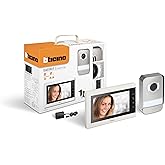 Bticino 317913 Easykit Essential 2-Wire Video Door Intercom With External Button, 7" Internal Monitor And Plug Power Supply, Compatible With Camera 391441