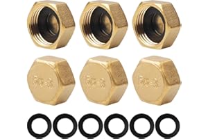 SVALOR 6PCS Brass Blanking Cap, Female Stop Cap, Hex Nut Caps, Plumbing Fittings for Washing Machine Radiator Valve Faucets Tap (3/4 Inch)