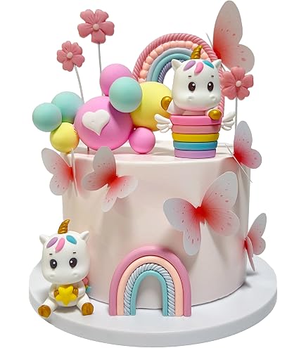24 pezzi unicorno simpatico cartone animato Cake topper Decorazioni per