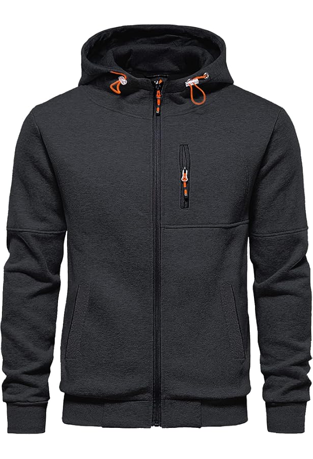 Sweat à Capuche Homme Demi-Zip Poche Kangourou - Veste Sport Chaud Automne/Hiver Couleur Unie