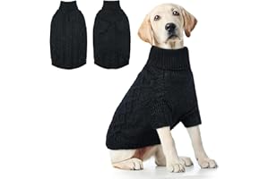 Hjumarayan Suéter Perro Grande - Jersey de Cuello Alto Perro Grande Labrador, Simple y Elegante Jersey con Agujero para Arnés, Ropa Grueso y Cálido para Invierno, Negro XXL