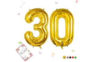 Smlpuame 102cm Folienballon Zahlen Luftballon 0-9 Geburtstag Golden Große 30 Ballons für Geburtstagsfeier Feierdekorationen, Heliumfolien Zahlenballons für Hochzeitstag