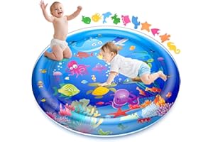 GOLDGE Tummy Time Mat for Kids, 100 X 100 cm Water Play Mat Toys, Large Size Inflatable Tummy Time Water Mat for Baby Early Development Activity