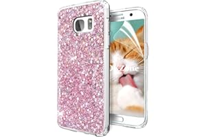 OKZone Compatible Galaxy S7 Case, Bling Glitter Sparkle Design Slim Fit Soft Gel TPU Silicone Skin Cover Anti-scratch Protective Shining Fashion Style Case for Samsung Galaxy S7 (Pink)